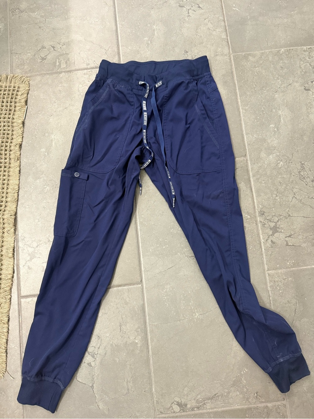 Med Couture Navy Drawstring Jogger Pants for Women
